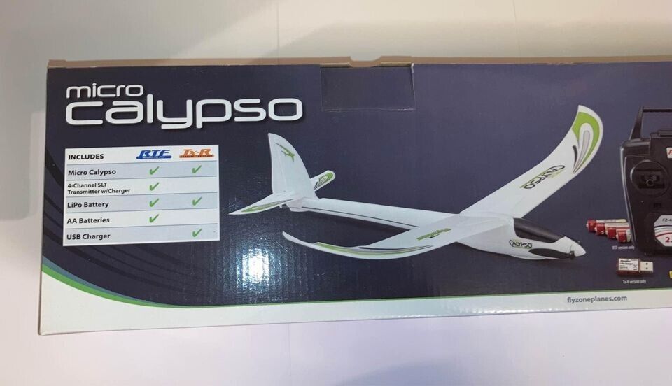 Flyzone Micro Calypso Radio Control RTF Glider Airplane FLZA3052 *NEVER USED*