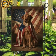 Patriotic Dog American Flag Garden Decor USA Pet Home Yard Banner Gift