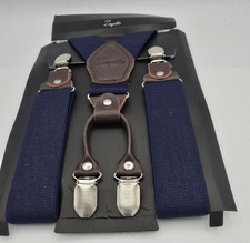 Braces / Suspenders Heavy Duty Y shape with Carabiner Clips 35mm - Blue