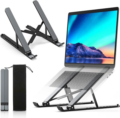 Supporto Laptop Regolabile In Alluminio | Stand Pieghevole Con Raffreddamento - Per PC E Tablet