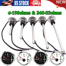 2'' 52mm Boat Fuel Level Gauge 240-33ohms Fuel Level Gauge Sensor Sender Unit US