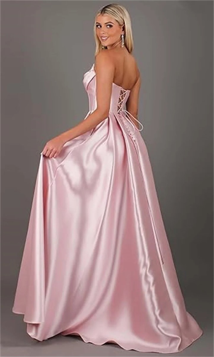 Elegant Dresses Prom Bloomingdales Formal Customized Strapless Corset Prom  Dress Side Slit Long Satin Formal Evening Gown