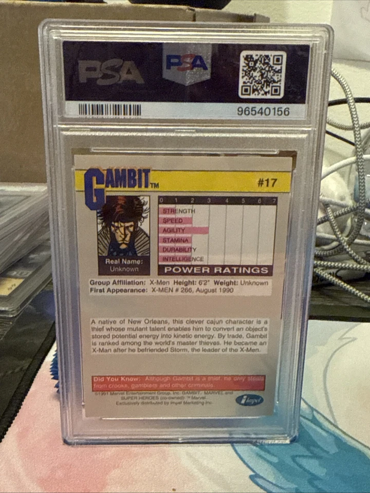 1991 Marvel Universe Gambit #17 PSA 10 GEM MINT Low POP! - Image 2 of 2
