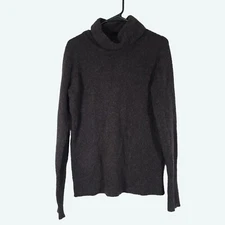 J Crew Wool Aplaca Blend Fuzzy Nubby Turtleneck Sweater Dark Gray Medium