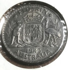 elf Australia 1 Florin 1943 (m) Silver Coat of Arms World War II George VI — photo 2