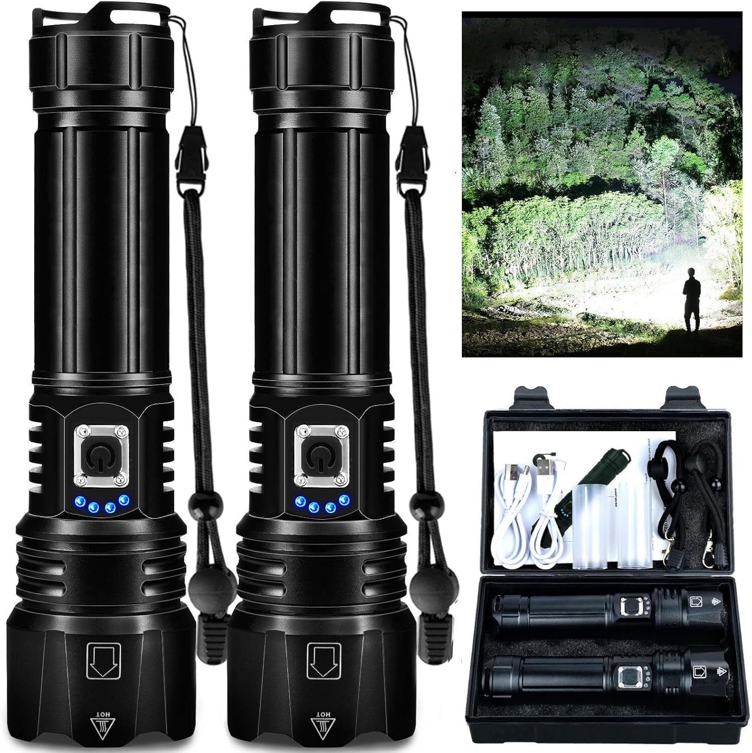 990 Rechargeable LED Flashlights High Lumens 2 Pack 000 Lumen Super Bright...