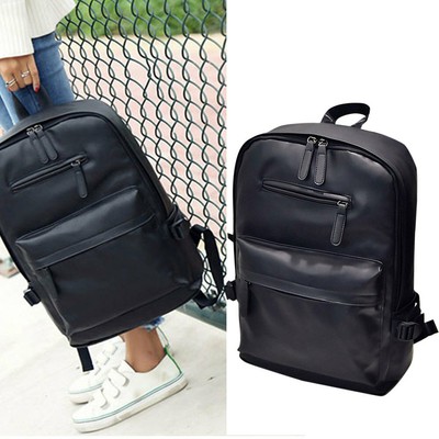 simple black leather backpack