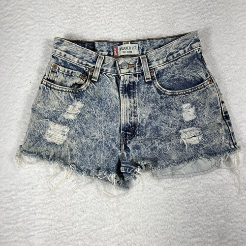 Vintage Levis 550 Jean Shorts WomensW28 (W26)waist Acid Wash Denim Relaxed Fit