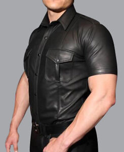 short sleeve leather jacket mens