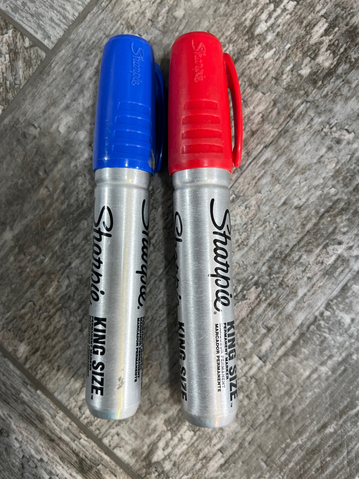 Vintage Sharpie King Size Permanent Marker Lot Of 2 Blue Red Metal Used ...