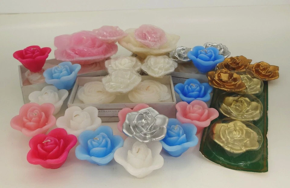 Lote de 30 Velas Rosa Flotante Mezcla SIN USAR Perfumadas y Sin Perfume Tamaños Surtidos Foto 3 de 4