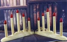 Vintage CHRISTMAS HOLIDAY TRIM (2) - 5 Light Candolier C-7 Red Bulbs Included!