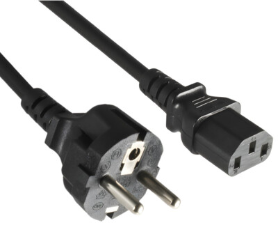 DINIC Netzkabel Schutzkontaktstecker gerade auf C13, schwarz, 3m