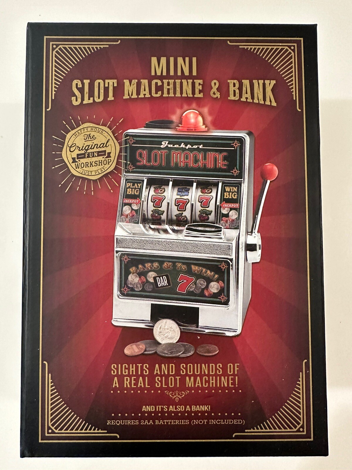 Mini Slot Machine Bank with Realistic Light & Sounds Vegas Jackpot Fun