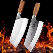 8in Kitchen Cleaver Knife Chopping Meat Butcher Stainless Steel Asian Chef Knife