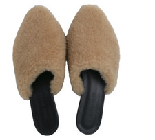 Jenni Kayne Zoccoli Slide Sandals Slippers Shearling Flat Fluffy Mules Size 37