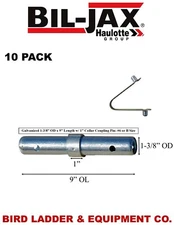 (10 Pack) Bil-Jax Scaffolding Coupling Pin 1-3/8"OD x 9"L & Spring Rivet