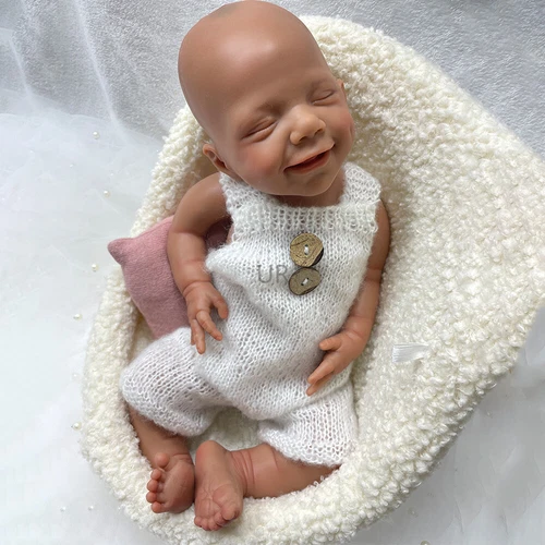 18 Zoll Vollsilikon Reborn Baby superweiche Neugeborene Puppe schwarze Haut Wiedergeburt Mädchen - Bild 19 von 21