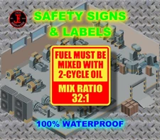 Mix Fuel Ratio 32:1 Waterproof Sticker Decal for Facility Safety & Personal Use