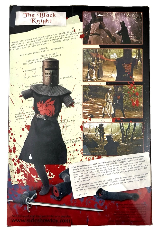 12" 2002 Monty Python y el Santo Grial Sideshow Toys Figura Caballero Negro Nuevo en Caja Foto 2 de 4