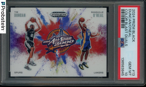 2024 Panini Prizm Black Color Blast Shaquille O'Neal Tim Duncan HOF SSP PSA 10