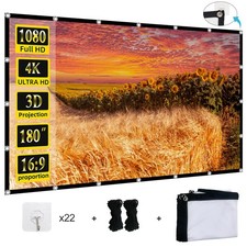 Projector Screen 180 inch, Large 4K HD 16:9 Foldable Portable Projection Cine...
