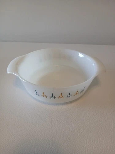 Vintage Anchor Hocking Fire King Candle Glow Pattern Casserole Dish 1 Quart