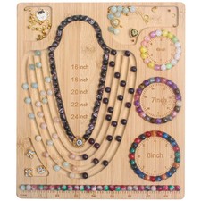 Bead Board for Jewelry Making, Bamboo Beading Tray Design Mat for Necklaces,