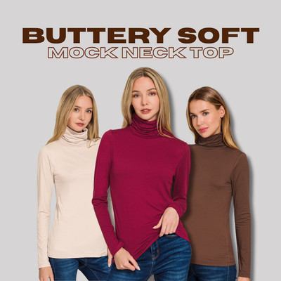 Zenana Women's Turtleneck Buttery Soft Stretch Warm Microfiber Long Sleeve Top