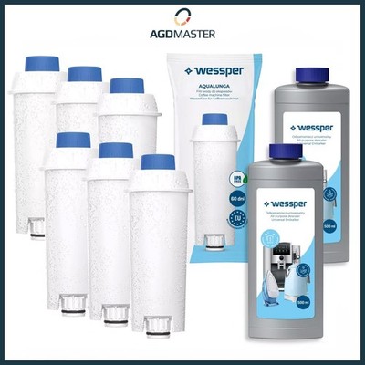 Wessper 6x Wasserfilter und 2x 500ml Entkalker für Delonghi ersatz DLS C002