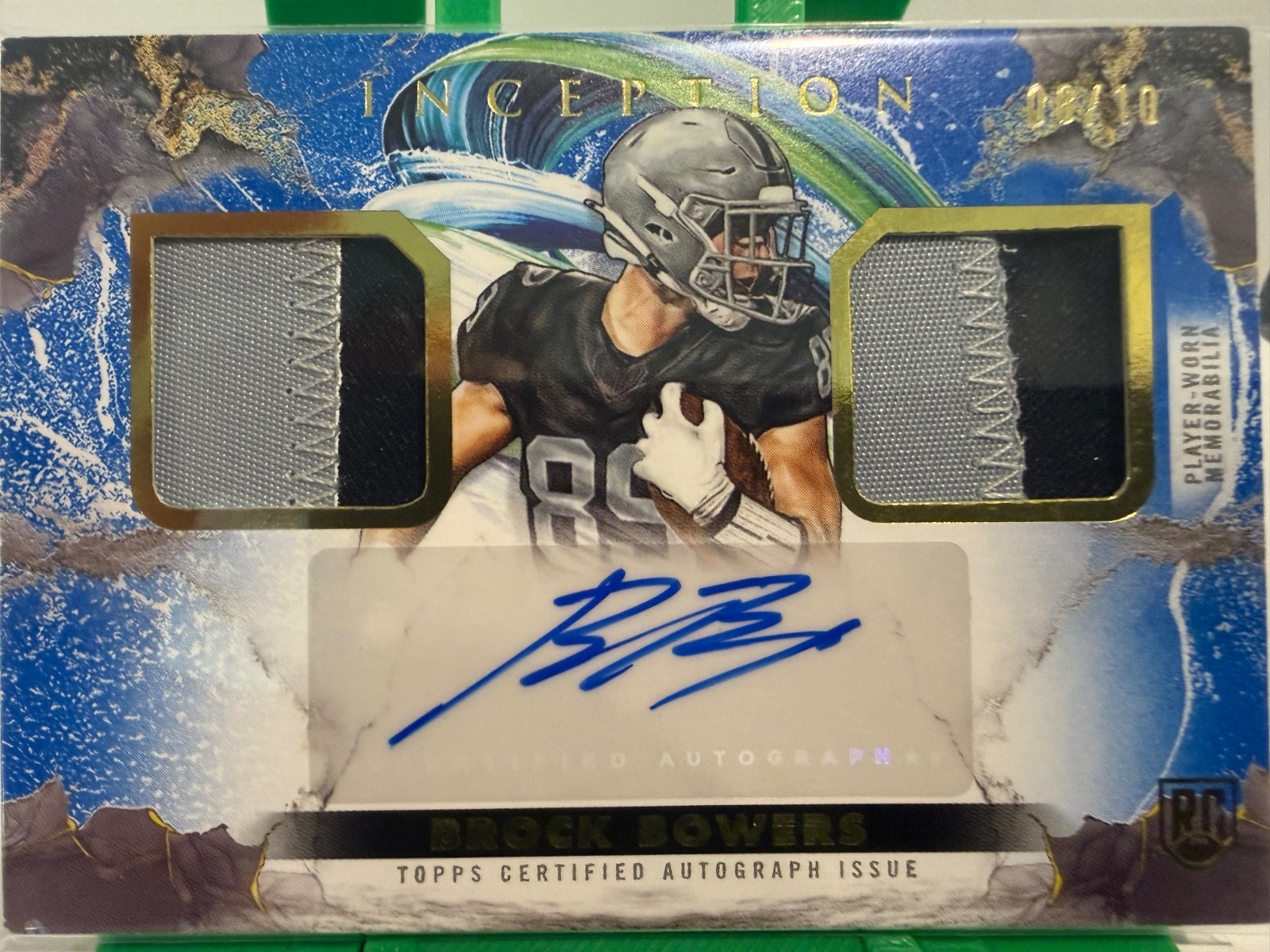 Brock Bowers Topps Inception Franchise Foundation Relic Autographs #FFRABB Blue
