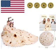 Burrito Tortilla Taco Blanket for Adult Kids, Realistic Tortilla Throw Blanke...