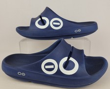 Oofos Ooahh Women Size 9 Men 7 Blue Beach Walking Outdoor Sport Slide Sandals **