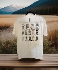 Cowgirl Boots Hat Women M Tops Short-sleeve Graphic T-shirt White Country Girl