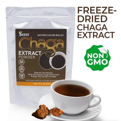 Pure Raw Chaga Extract Powder Siberian Freeze Dried Natural Wild Harvested 2 oz