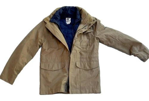 Timberland 3 in 1 Jacket Mens S Olive Field Coat Navy Quilted Puffer Liner Hood video thumbnail