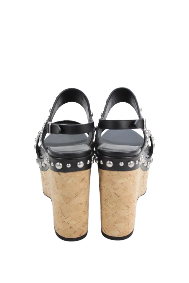 Eslingas Saint Laurent para mujer de cuero con tachuelas de corcho negras talla 40,5 10 Foto 4 de 4