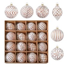 16Pcs Vintage Rustic Christmas Ball Ornaments - Large Shatterproof Bronze