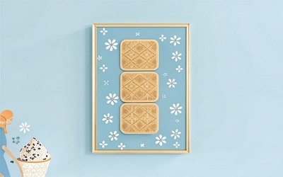 Pudding Sahne Keks Zitat Text Küche klassisch Gänseblümchen Tee süß Retro Kitsch Foo