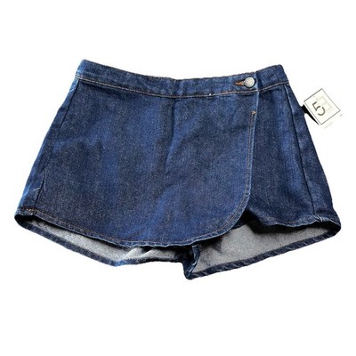 Denim Wrap Skort Cotton Button Front Shorts Skirt 90s Basic Size M