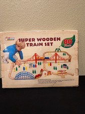 First Learning Company Limited - New In Box - Super Wooden Train Set - 80 Pieces