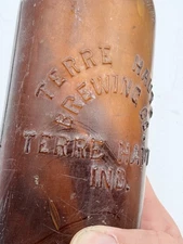 Terre Haute Brewing Co. Amber Beer Bottle – Root Glass Co IN 1910-1930