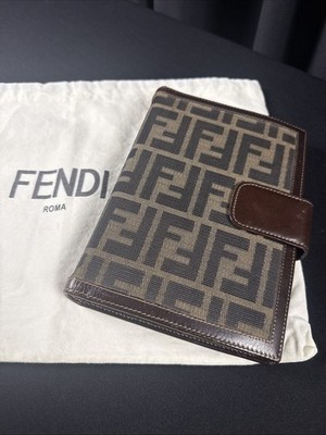 Fendi モノグラム 　バインダー FENDI Zucca Canvas Agenda Day Planner Cover Brown Black Auth
