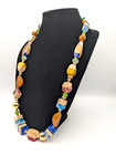 Wood & Lucite/Acrylic Large Colorful Abstract Geometric Bead Long Necklace — photo 6