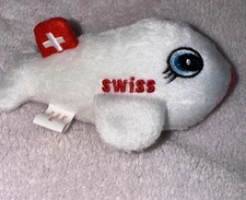 Swiss International Airlines Small Plush Plane Airplane Toy 5.5 Inch White & Red