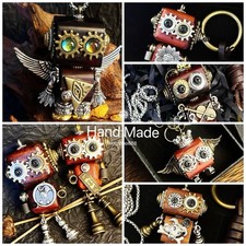Handmade Bag Charm Steampunk Robot Keychain Backpack Pendant Key Ring Necklace