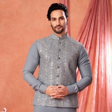 3 Pc Mens Designer Wedding Bollywood Traditional Wear Kurta Payjama Jacket Set
