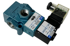 MAC 55B-22-PE-611JD Solenoid Valve 3/8” NPTF 3-Way w/ PED-611JD Solenoid Coil