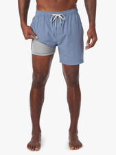 NEW 78 Fair Harbor One 8" Athleisure Swim Short w Built in Liner - Blue