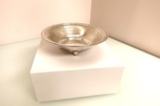 Vintage Sterling Silver Footed Serving Bowl 925 Ornate Scroll Rim 247g Estate
